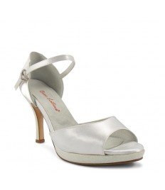 Sandalo da sposa raso e glitter bianco plateau di 1,5 cm suola cuoio tacco 90