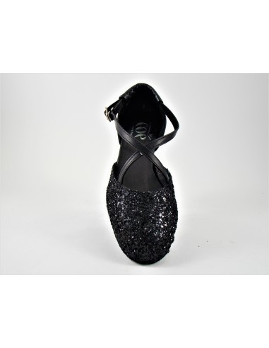 Punta chiusa glitter nero suola bufalo tacco 30
