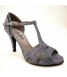 Scarpa da ballo donna tango latino liscio spuntata camoscio glitter grigio suola bufalo tacco 90 stiletto