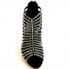 Scarpa da ballo donna latino americano liscio spuntata raso nero tutta strass plateau 1,5 cm suola cuoio tacco 115 stiletto