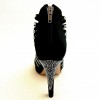 Scarpa da ballo donna latino americano liscio spuntata raso nero tutta strass plateau 1,5 cm suola cuoio tacco 115 stiletto