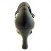 Scarpa da ballo donna latino americano liscio da sala spuntata pelle nera tessuto argentato suola bufalo tacco 70 rocchetto