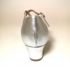Scarpa da ballo donna liscio da sala standard punta chiusa pelle argento suola bufalo tacco 30 largo