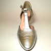Scarpa da ballo donna liscio da sala standard punta chiusa pelle argento suola cuoio tacco 70 rocchetto