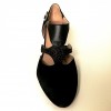 Scarpa da ballo donna liscio da sala standard punta chiusa camoscio glitter pelle nero suola in cuoio tacco 70 rocchetto