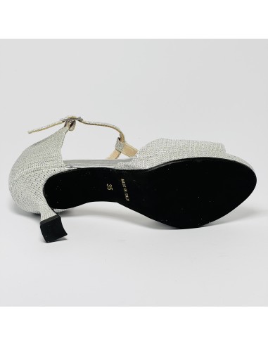Scarpa da ballo donna latino americano ballo da sala liscio tessuto lamp argento plateau suola gommina tacco 70 rocchetto