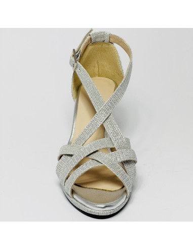 Scarpa da ballo donna latino americano ballo da sala liscio memory plateau tessuto lamp argento suola gommina tacco 70 rocchetto