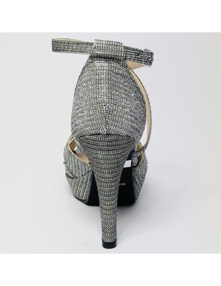 Scarpa da ballo donna latino ballo da sala liscio memory plateau tessuto lamp canna di fucile suola gommina tacco 100 stiletto
