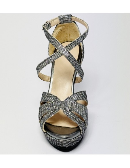 Scarpa da ballo donna latino ballo da sala liscio memory plateau tessuto lamp canna di fucile suola gommina tacco 100 stiletto