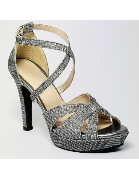 Scarpa da ballo donna latino ballo da sala liscio memory plateau tessuto lamp canna di fucile suola gommina tacco 100 stiletto