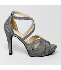 Scarpa da ballo donna latino ballo da sala liscio memory plateau tessuto lamp canna di fucile suola gommina tacco 100 stiletto