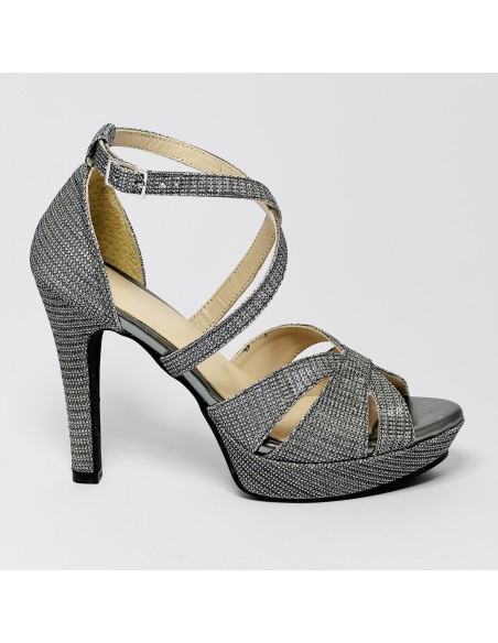 Scarpa da ballo donna latino ballo da sala liscio memory plateau tessuto lamp canna di fucile suola gommina tacco 100 stiletto