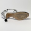 Scarpa da ballo donna latino americano ballo da sala liscio pelle argento strass suola bufalo tacco 70 rocchetto