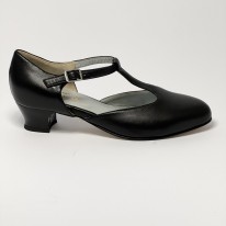 Scarpa da ballo donna ballo da sala liscio standard punta chiusa pelle nero suola cuoio pomiciato tacco 30 largo