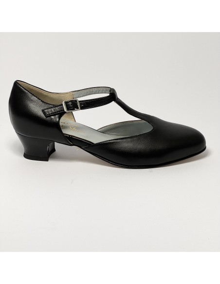 Scarpa da ballo donna ballo da sala liscio standard punta chiusa pelle nero suola cuoio pomiciato tacco 30 largo