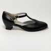 Scarpa da ballo donna ballo da sala liscio standard punta chiusa pelle nero suola cuoio pomiciato tacco 30 largo