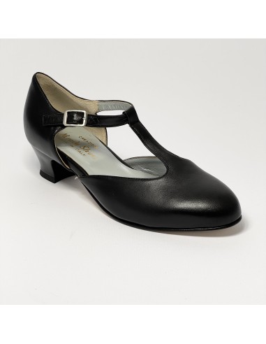 Scarpa da ballo donna ballo da sala liscio standard punta chiusa pelle nero suola cuoio pomiciato tacco 30 largo