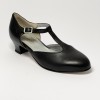 Scarpa da ballo donna ballo da sala liscio standard punta chiusa pelle nero suola cuoio pomiciato tacco 30 largo