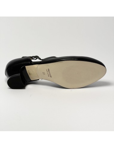 Scarpa da ballo donna ballo da sala liscio standard punta chiusa pelle nero suola cuoio pomiciato tacco 30 largo