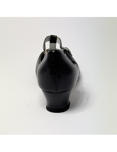 Scarpa da ballo donna ballo da sala liscio standard punta chiusa pelle nero suola cuoio pomiciato tacco 30 largo