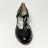 Scarpa da ballo donna ballo da sala liscio standard punta chiusa pelle nero suola cuoio pomiciato tacco 30 largo