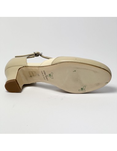 Scarpa da ballo donna ballo da sala liscio pelle carne e beige suola cuoio pomiciato tacco 40 largo