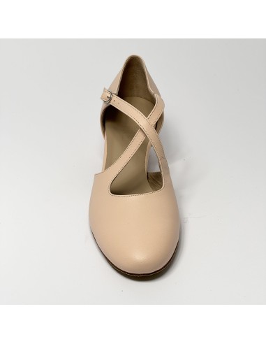 Scarpa da ballo donna ballo da sala liscio standard pelle carne chiaro suola bufalo tacco 30 largo