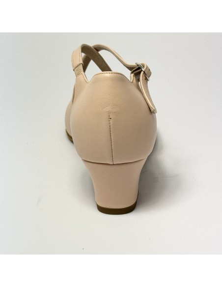 Scarpa da ballo donna ballo da sala liscio standard pelle carne chiaro suola bufalo tacco 30 largo