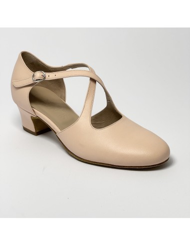 Scarpa da ballo donna ballo da sala liscio standard pelle carne chiaro suola bufalo tacco 30 largo