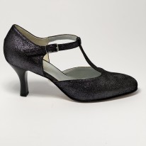 Scarpa da ballo donna ballo da sala liscio standard nabuk polvere argento suola cuoio pomiciato tacco 60 rocchetto