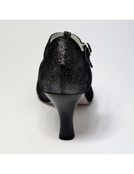 Scarpa da ballo donna ballo da sala liscio standard nabuk polvere argento suola cuoio pomiciato tacco 60 rocchetto