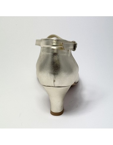 Scarpa da ballo donna pallo da sala liscio punta chiusa pelle platino suola cuoio tacco 50