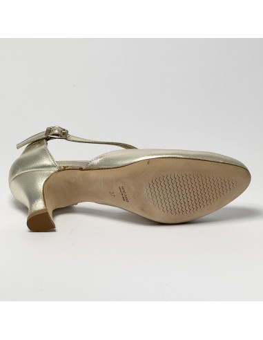 Scarpa da ballo donna pallo da sala liscio punta chiusa pelle platino suola cuoio tacco 50