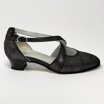 Scarpa da ballo donna ballo da sala liscio standard nabuk polvere argento suola cuoio pomiciato tacco 30 largo