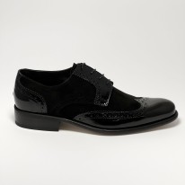 Scarpa da ballo uomo ballo da sala liscio tango cerimonia camoscio vernice nero suola cuoio pomiciato tacco 25 sottotacco gomma