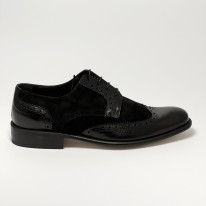 Scarpa da ballo uomo ballo da sala liscio tango cerimonia camoscio pelle nero suola cuoio pomiciato tacco 25 sottotacco gomma