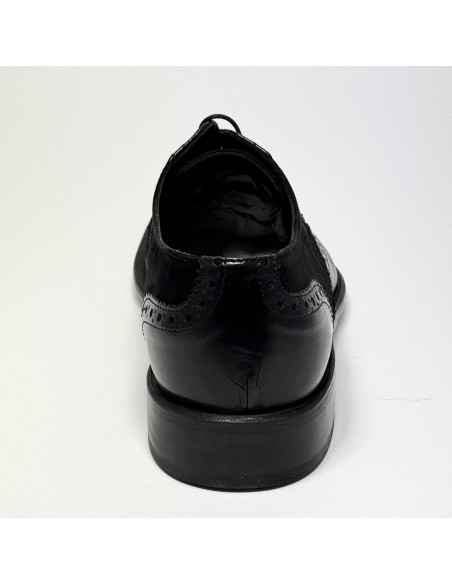 Scarpa da ballo uomo ballo da sala liscio tango cerimonia camoscio pelle nero suola cuoio pomiciato tacco 25 sottotacco gomma