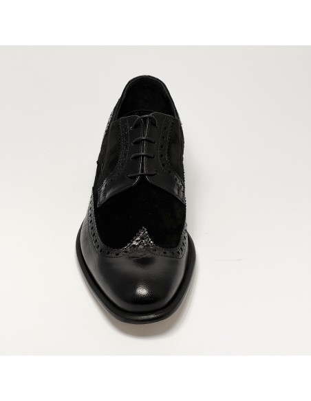 Scarpa da ballo uomo ballo da sala liscio tango cerimonia camoscio pelle nero suola cuoio pomiciato tacco 25 sottotacco gomma