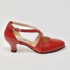 Scarpa da ballo donna ballo da sala liscio latino tango pelle glitter rosso suola cuoio pomiciato tacco 50