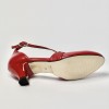 Scarpa da ballo donna ballo da sala liscio latino tango pelle glitter rosso suola cuoio pomiciato tacco 50