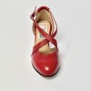 Scarpa da ballo donna ballo da sala liscio latino tango pelle glitter rosso suola cuoio pomiciato tacco 50
