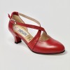 Scarpa da ballo donna ballo da sala liscio latino tango pelle glitter rosso suola cuoio pomiciato tacco 50