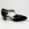 Scarpa da ballo donna ballo da sala liscio tango latino camoscio nero tessuto canna di fucile suola bufalo tacco 50 stiletto