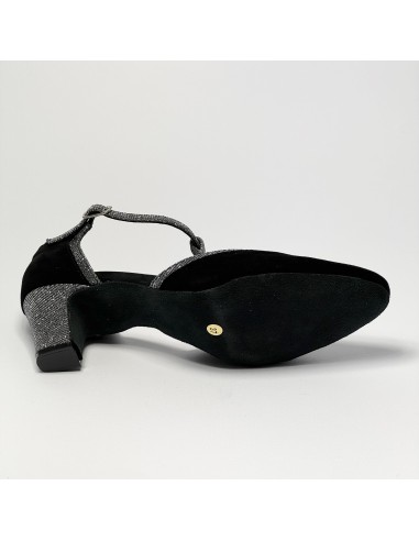 Scarpa da ballo donna ballo da sala liscio tango latino camoscio nero tessuto canna di fucile suola bufalo tacco 50 stiletto
