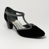 Scarpa da ballo donna ballo da sala liscio tango latino camoscio nero tessuto canna di fucile suola bufalo tacco 50 stiletto