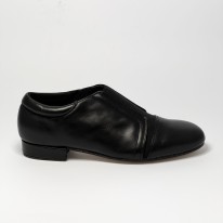 Scarpa da ballo uomo ballo da sala tango latino pelle nera senza lacci con elastico suola cuoio pomiciato tacco 20