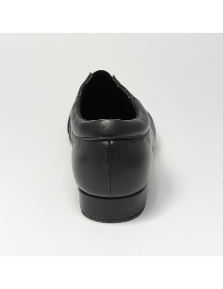 Scarpa da ballo uomo ballo da sala tango latino pelle nera senza lacci con elastico suola cuoio pomiciato tacco 20
