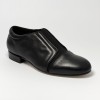 Scarpa da ballo uomo ballo da sala tango latino pelle nera senza lacci con elastico suola cuoio pomiciato tacco 20