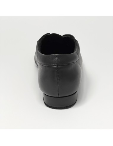 Scarpa da ballo uomo liscio tango latino pelle nero elastico sul collo del piede suola bufalo tacco 20