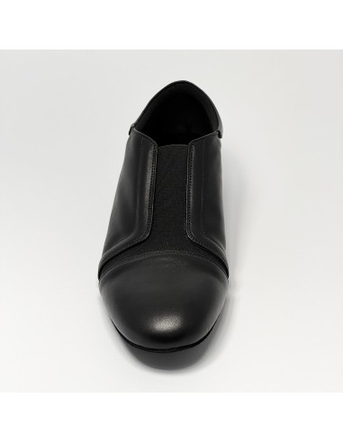 Scarpa da ballo uomo liscio tango latino pelle nero elastico sul collo del piede suola bufalo tacco 20